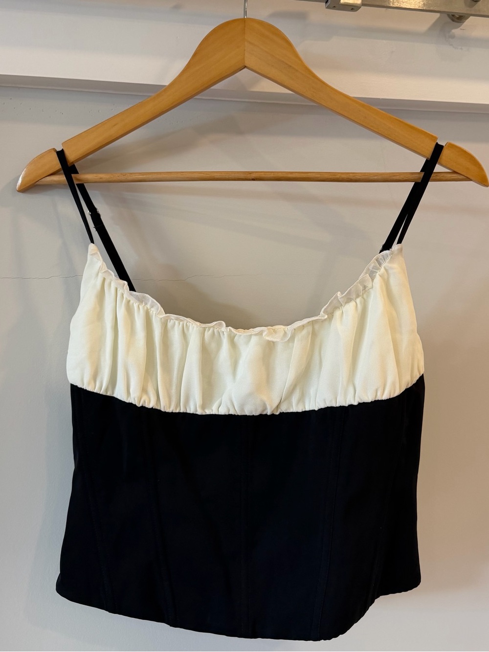 White Fox Black & Cream Corset Cami Top Size M